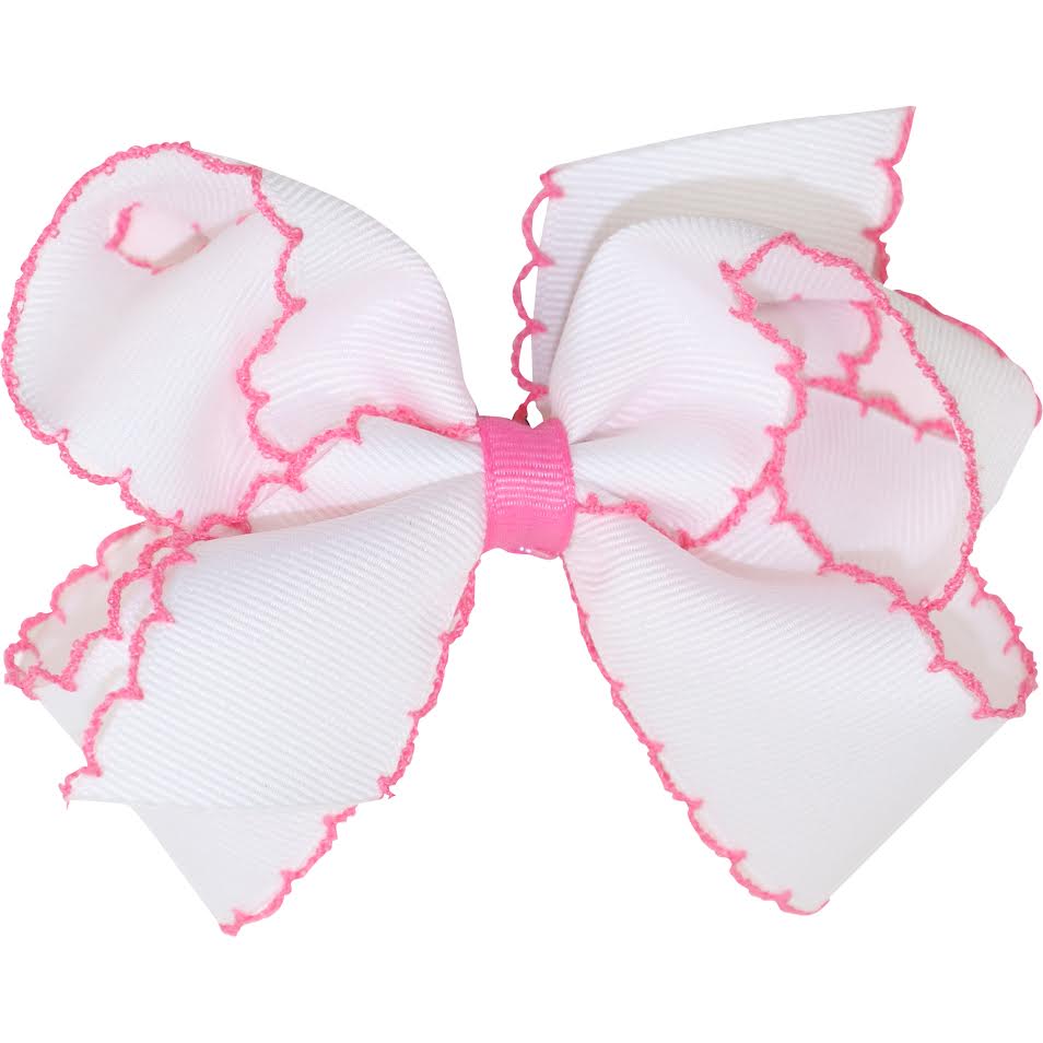 White & Coral Pink Bow