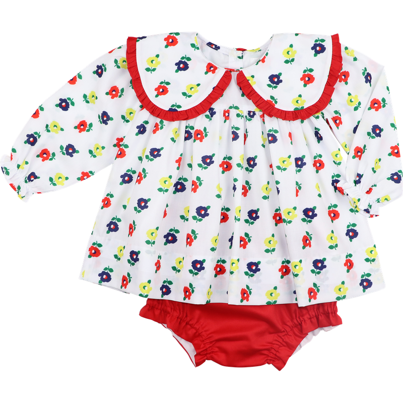 Red And Navy Flower Print Diaper Set