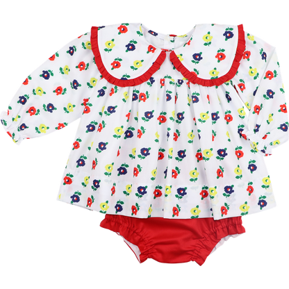 Red And Navy Flower Print Diaper Set