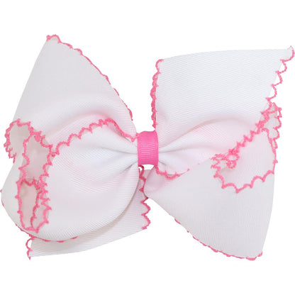 White & Coral Pink Bow