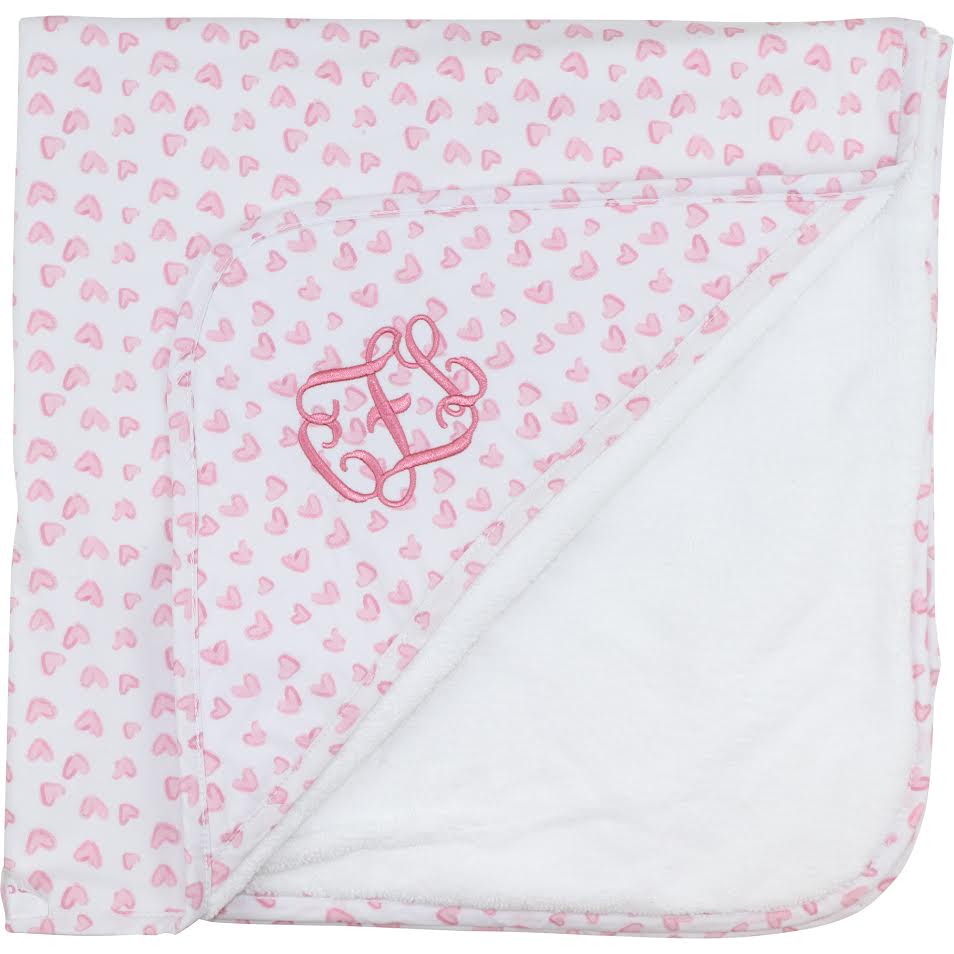 Pink Heart Print Hooded Towel