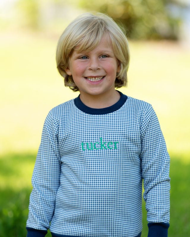 Navy Gingham Sweatshirt