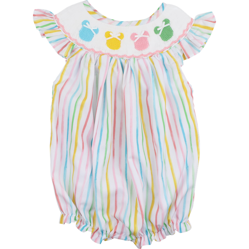 Pastel Striped Smocked Mouse Ears Bubble