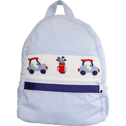 Blue Gingham Smocked Golf Backpack