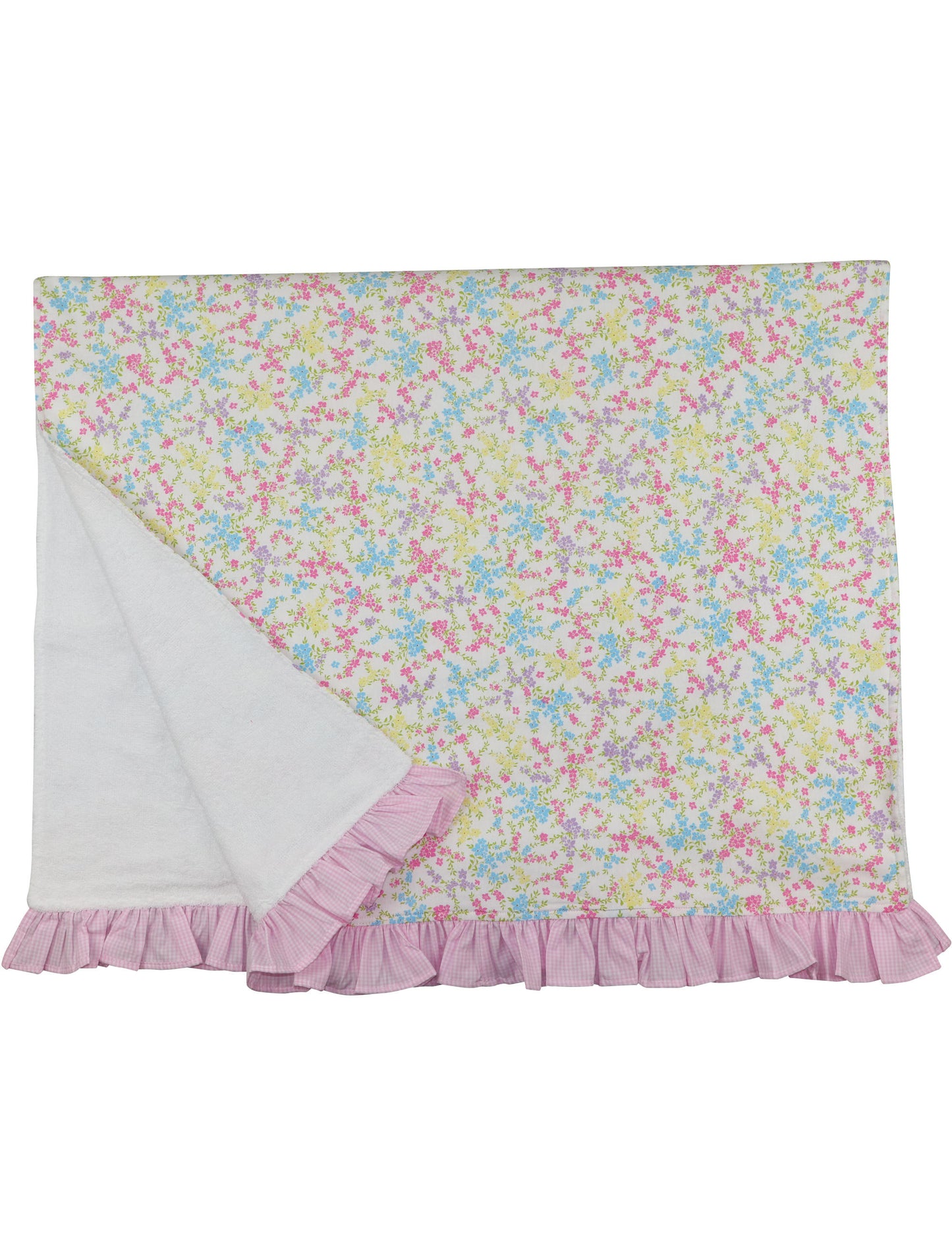 Pink Floral Ruffle Beach Towel