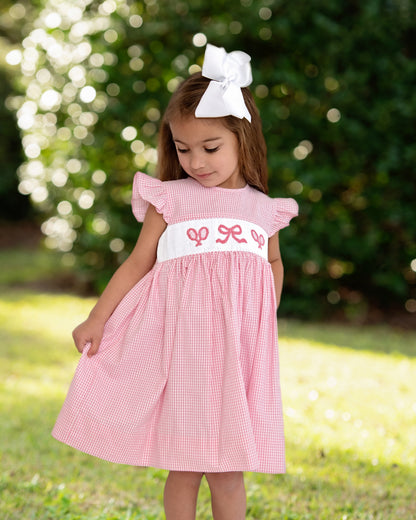 Pink Seersucker Smocked Tennis Dress