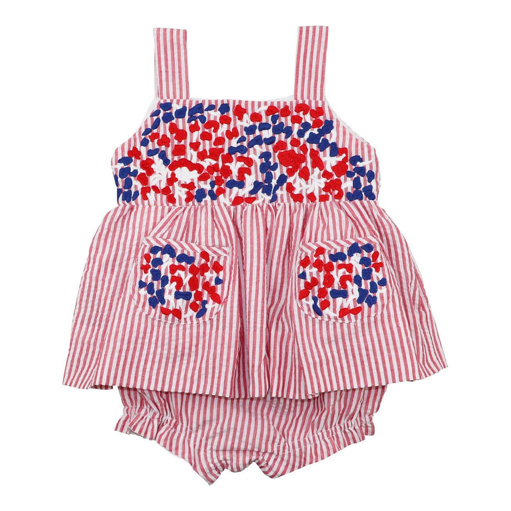 Red Seersucker Fiesta Diaper Set