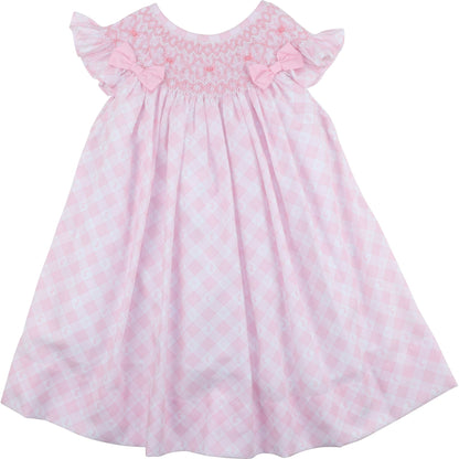 Pink Check Bunny And Bow Dress