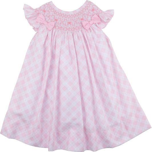 Pink Check Bunny And Bow Dress