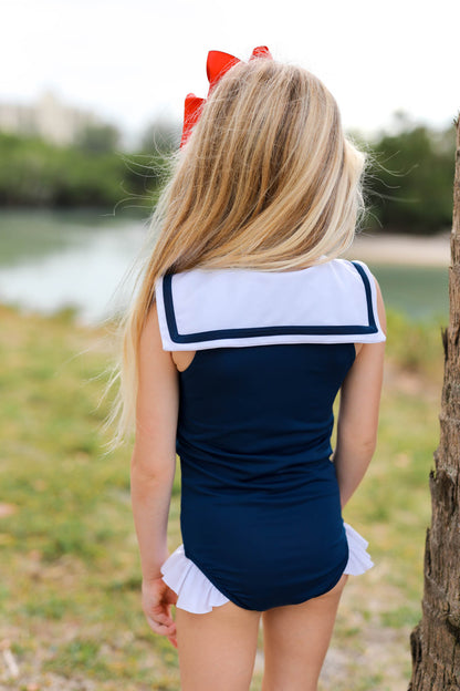 Navy Sailor Lycra Swimsuit