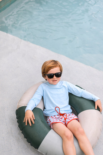 Blue And Red Check Crab Swim Trunks