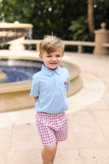 Red And Blue Crab Polo Short Set