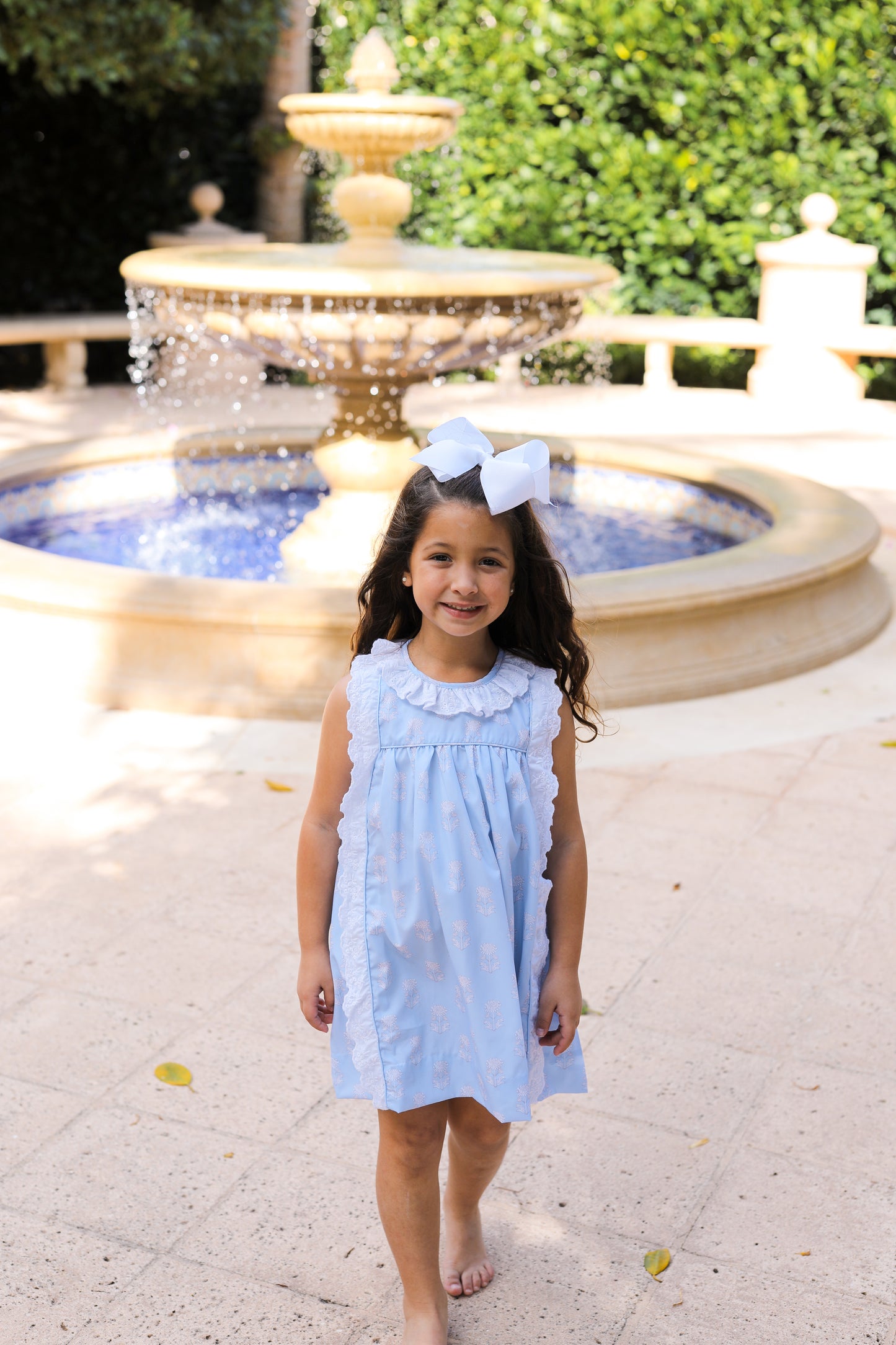 Blue Floral Eyelet Dress