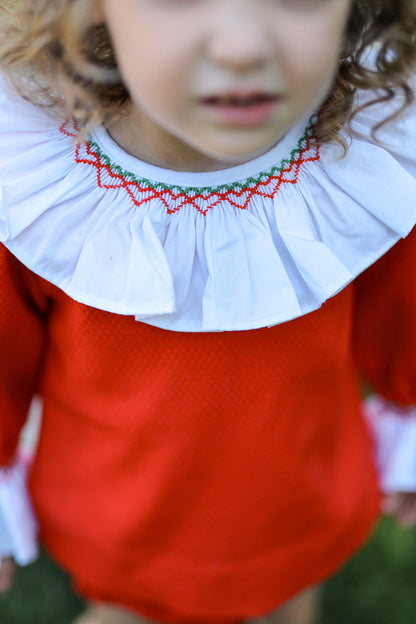 Red Honeycomb Smocked Holiday Diaper Set