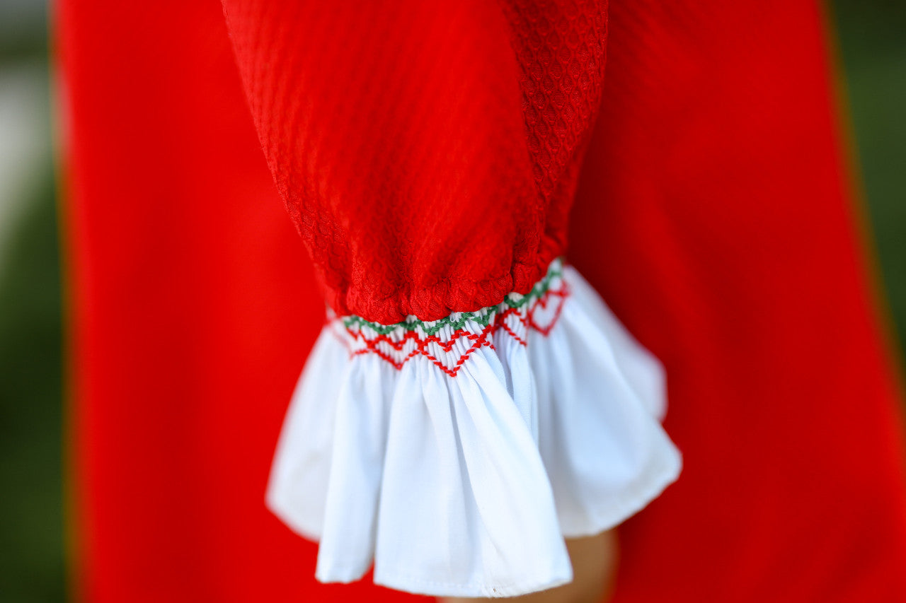 Red Honeycomb Smocked Holiday Diaper Set