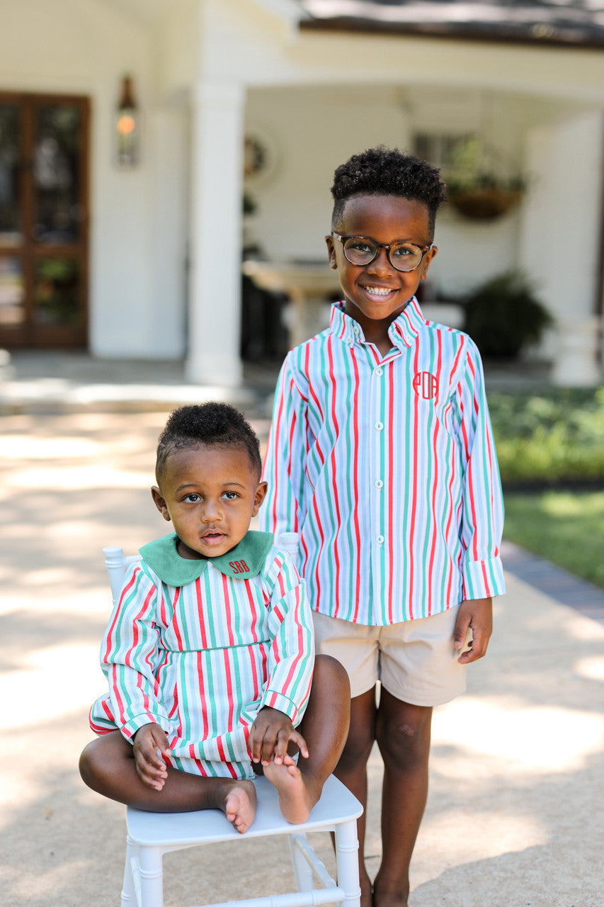 Green And Red Corduroy Striped Bubble