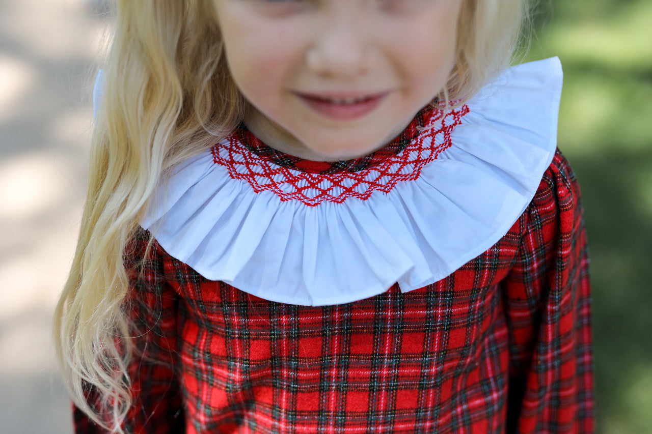 Red Tartan Smocked Flannel Dress