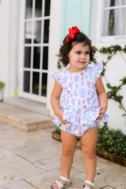 Blue And Red Floral Diaper Set