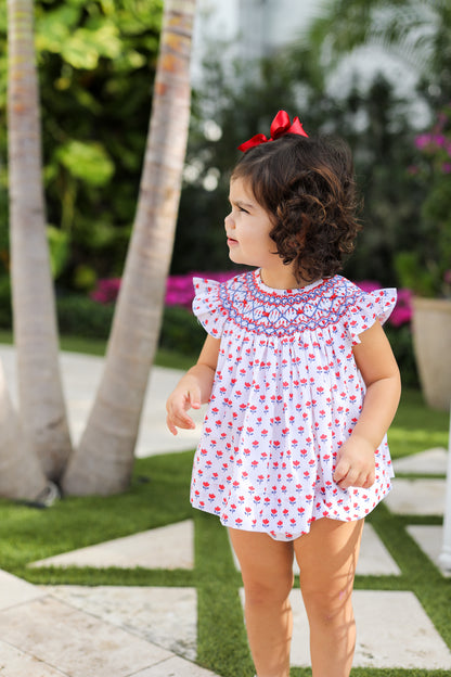 Red And Navy Flower Print Diaper Set