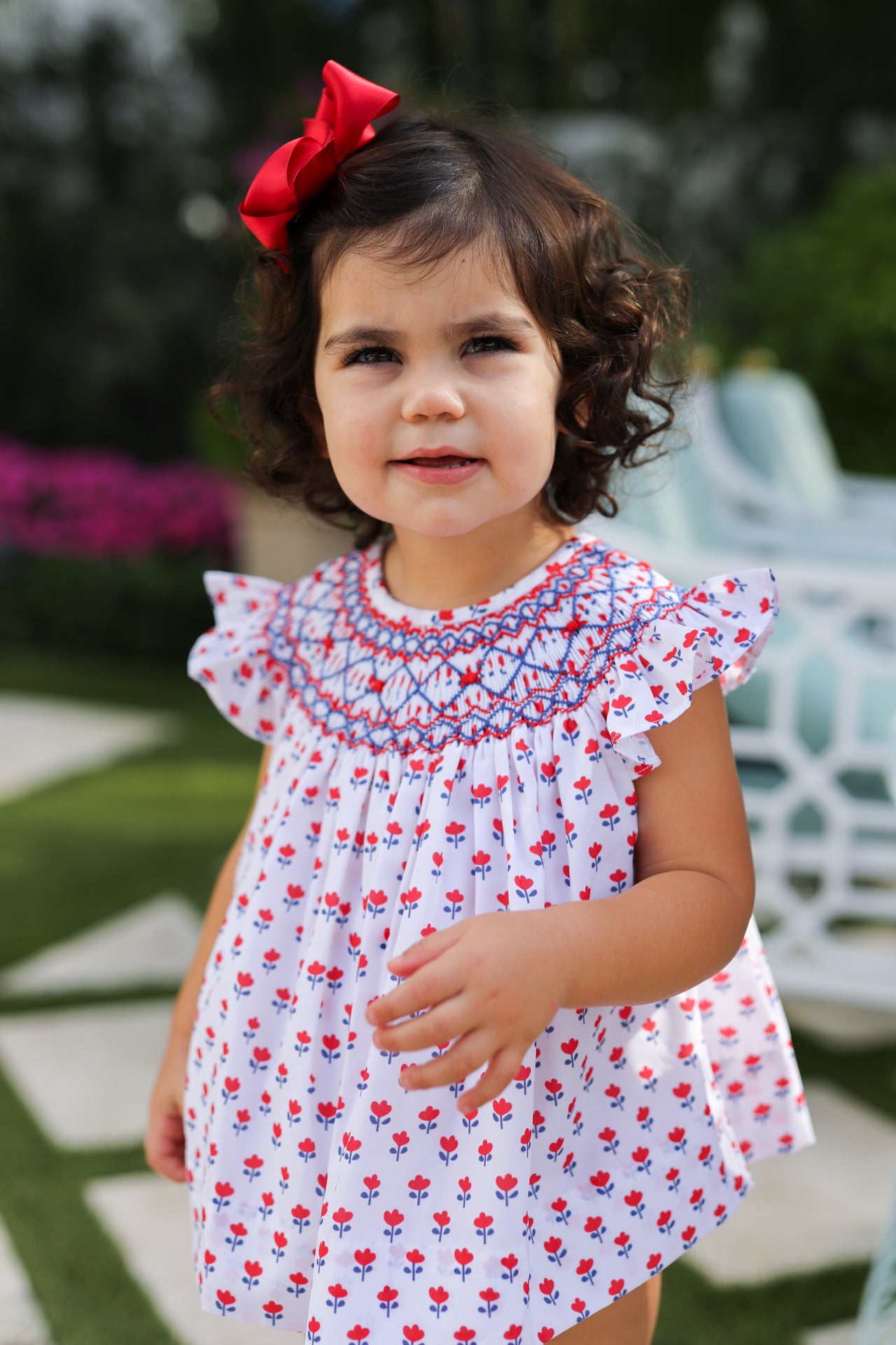 Red And Navy Flower Print Diaper Set