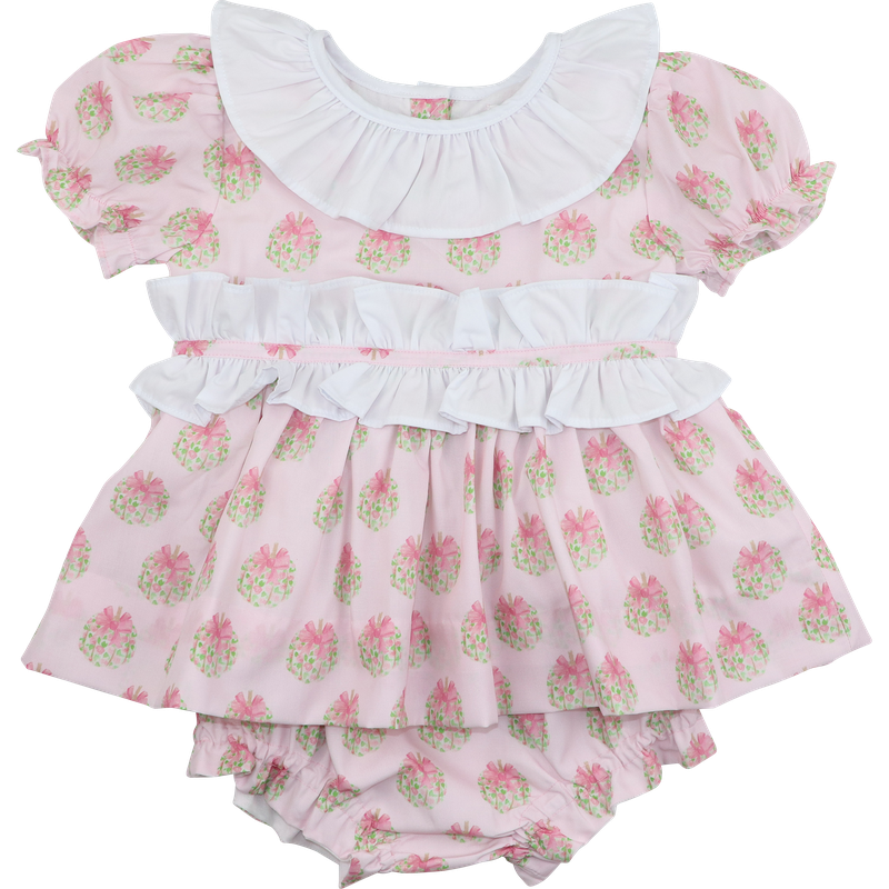 Pink Floral Pumpkin Ruffle Diaper Set