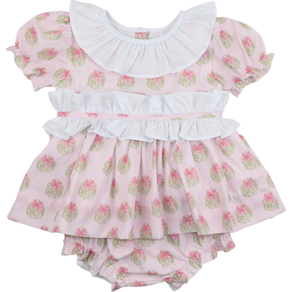 Pink Floral Pumpkin Ruffle Diaper Set