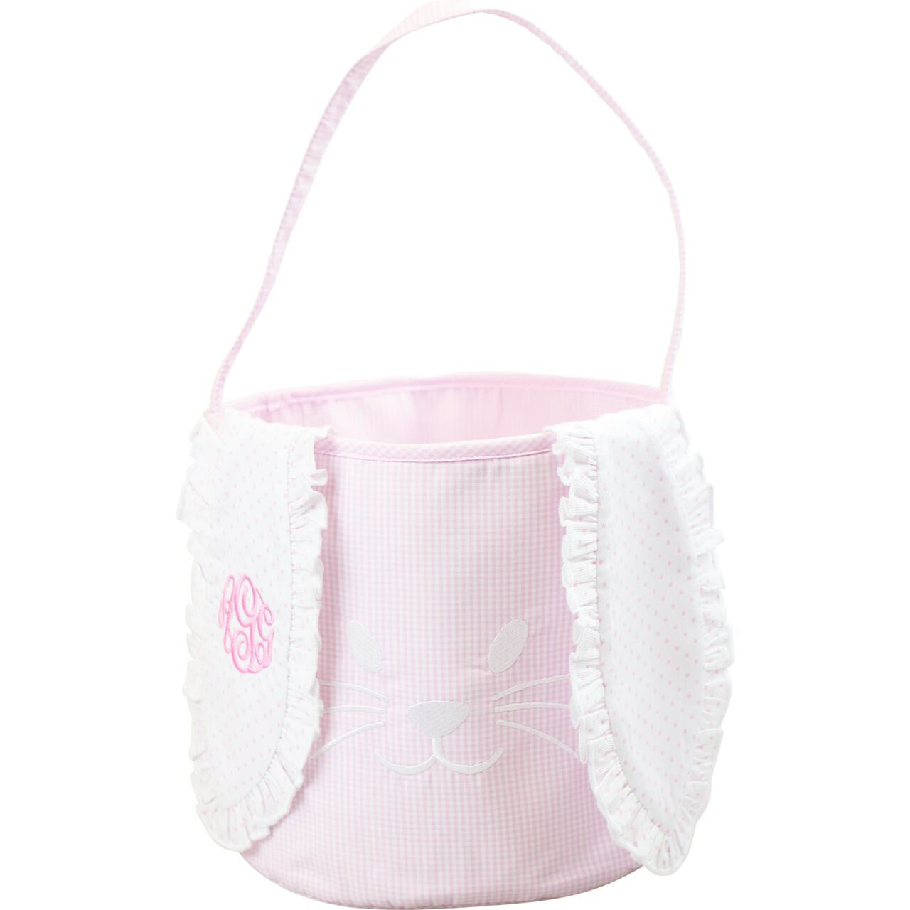 Pink Gingham Bunny Ears Easter Basket