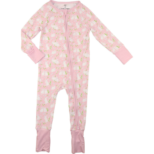 Floral Bunny Bamboo Knit Zipper Pajamas