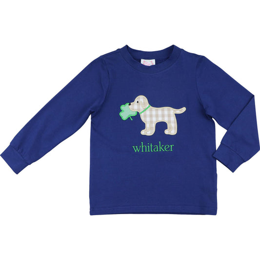 Navy Knit Shamrock Puppy Shirt