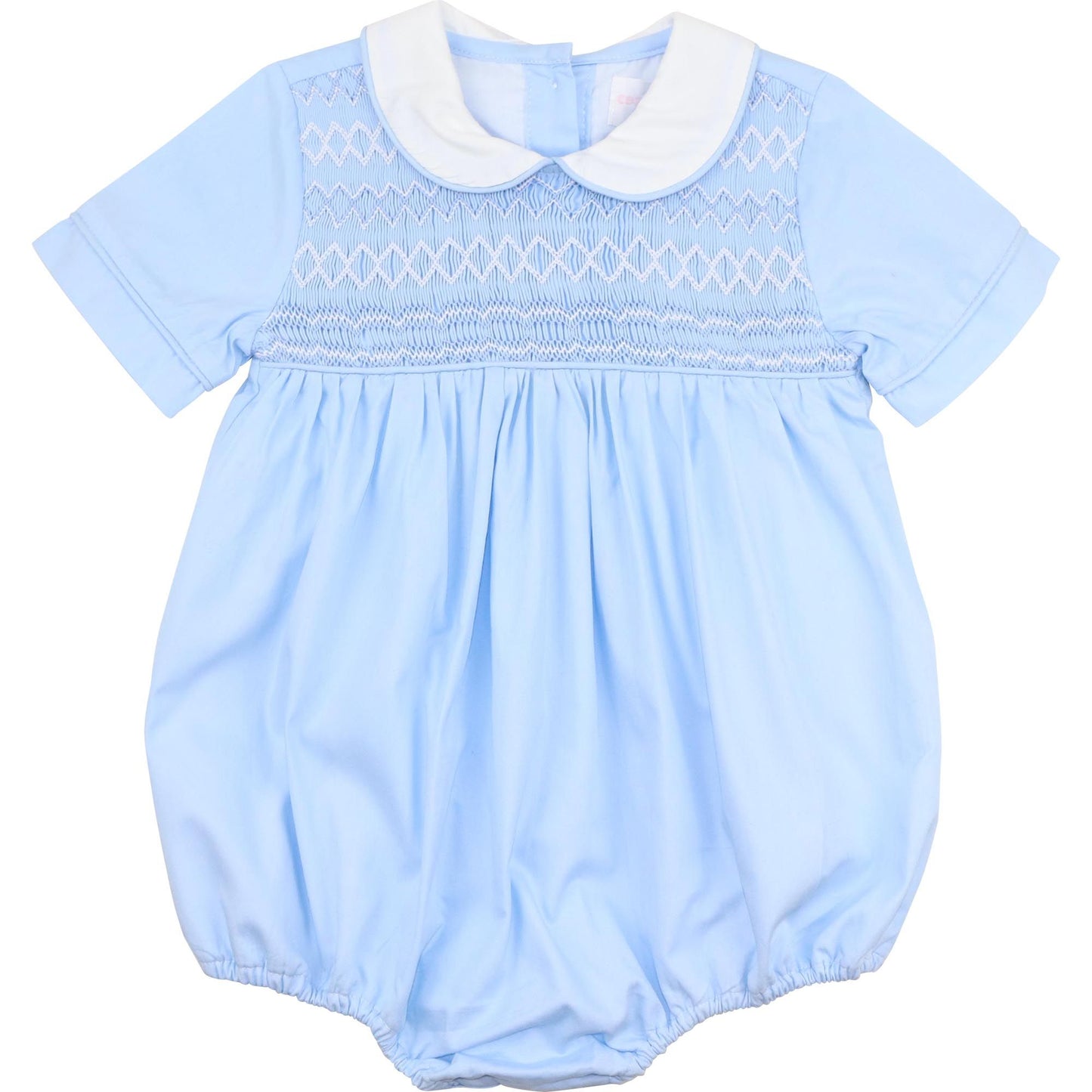 Blue Geometric Smocked Bubble