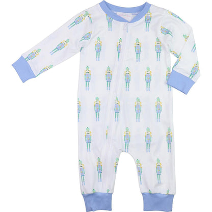 Blue And Green Toy Soldier Knit Zipper Pajamas