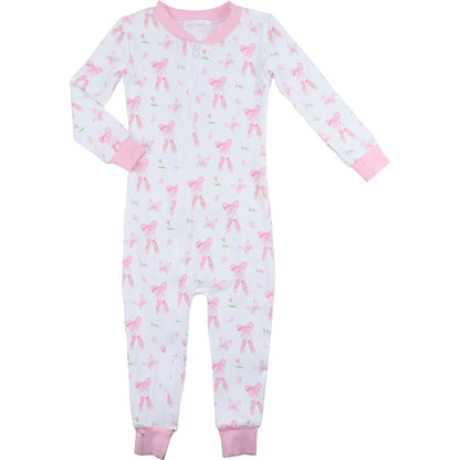 Pink Ballet Knit Zipper Pajamas