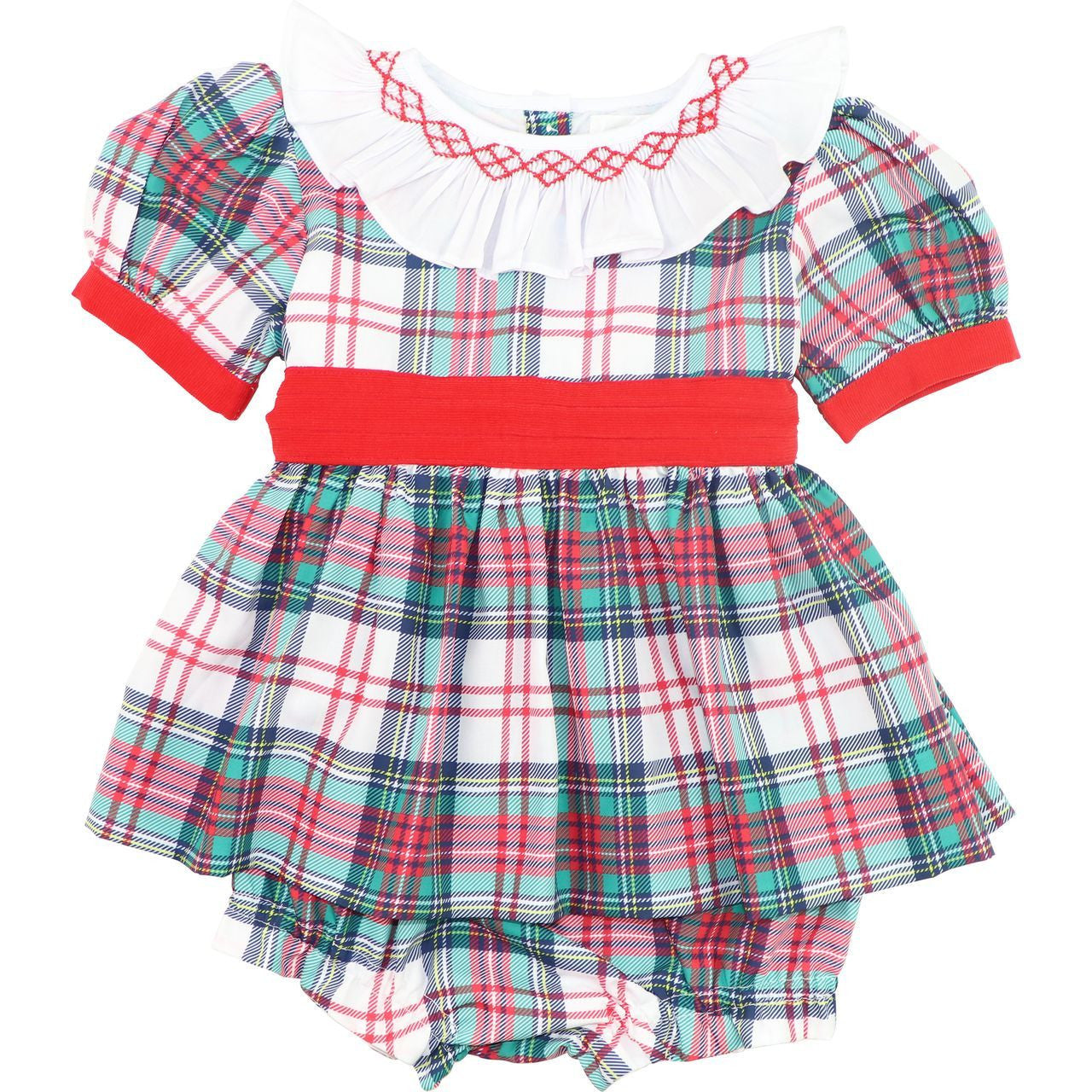 Smocked Tartan Plaid Diaper Set