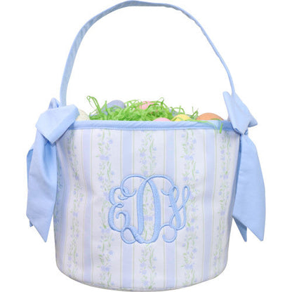 Blue Floral Striped Easter Basket