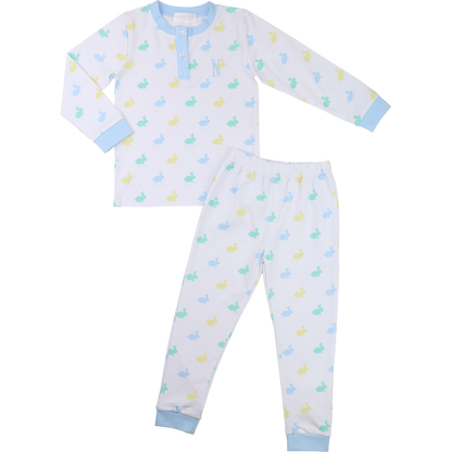 Blue And Yellow Bunny Knit Pajamas