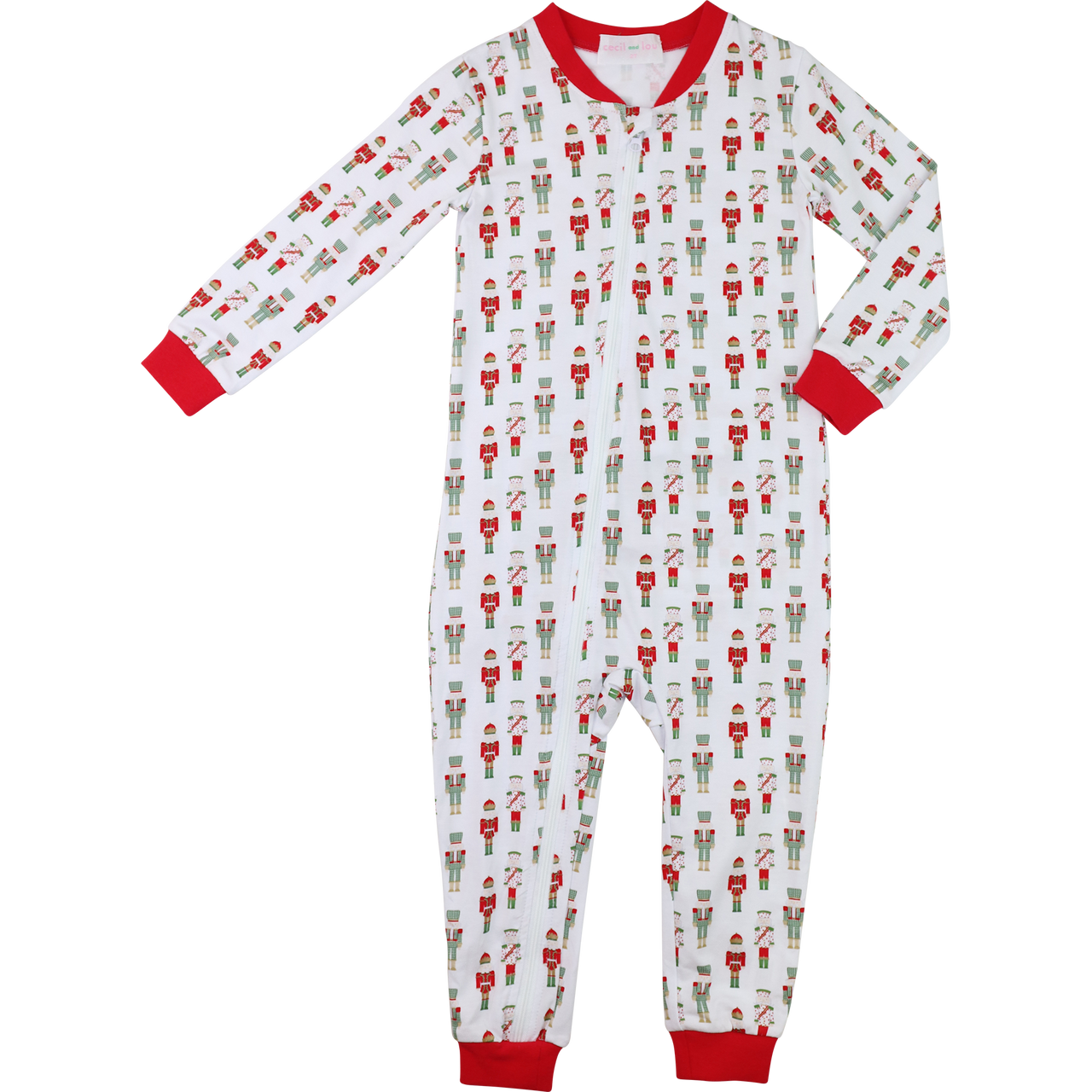 Red And Green Nutcracker Knit Zipper Pajamas