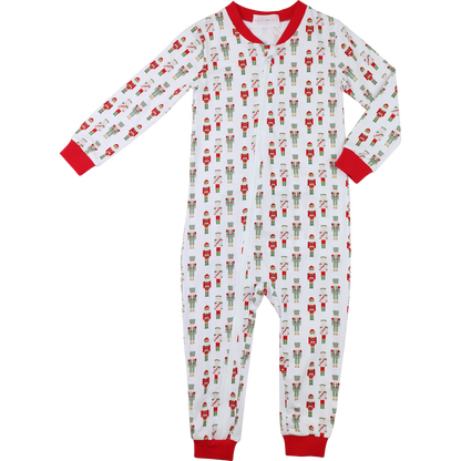 Red And Green Nutcracker Knit Zipper Pajamas