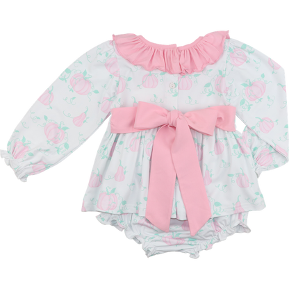 Pink And Mint Pumpkin Print Diaper Set