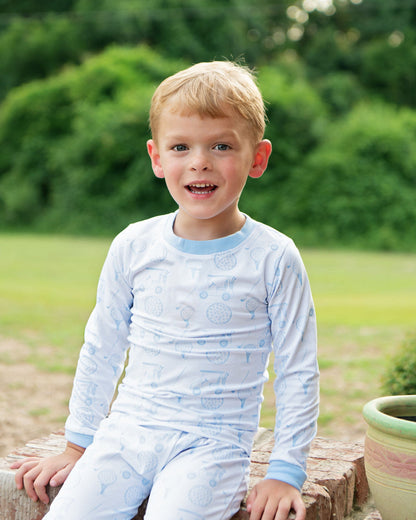 Blue And White Knit Golf Pajamas