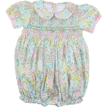 Spring Floral Smocked Bubble