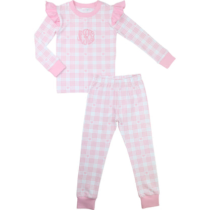 Pink Knit Plaid Heart Pajamas