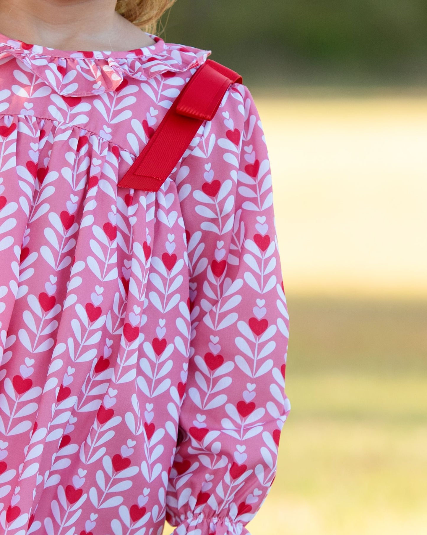 Pink And Red Floral Hearts Ribbon Dress