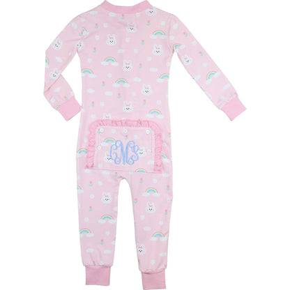 Pink Bunny And Rainbow Knit Zipper Pajamas