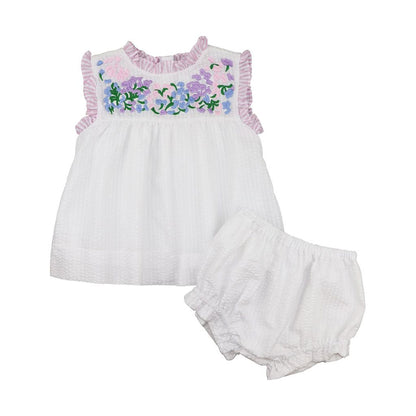 White Seersucker Fiesta Diaper Set