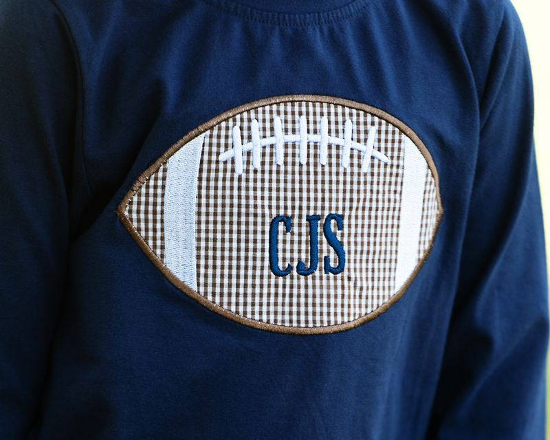 Navy Knit Applique Football Shirt