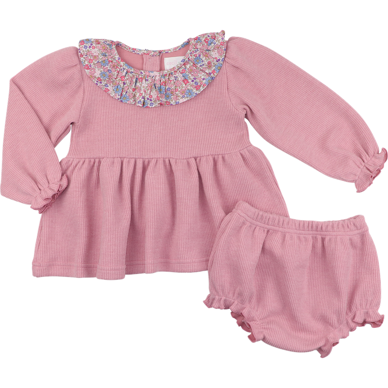 Pink Floral Sweater Diaper Set