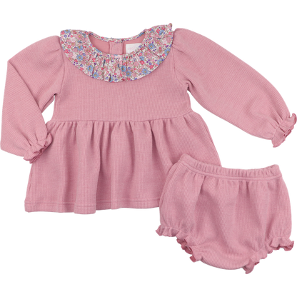 Pink Floral Sweater Diaper Set