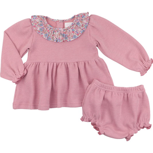 Pink Floral Sweater Diaper Set