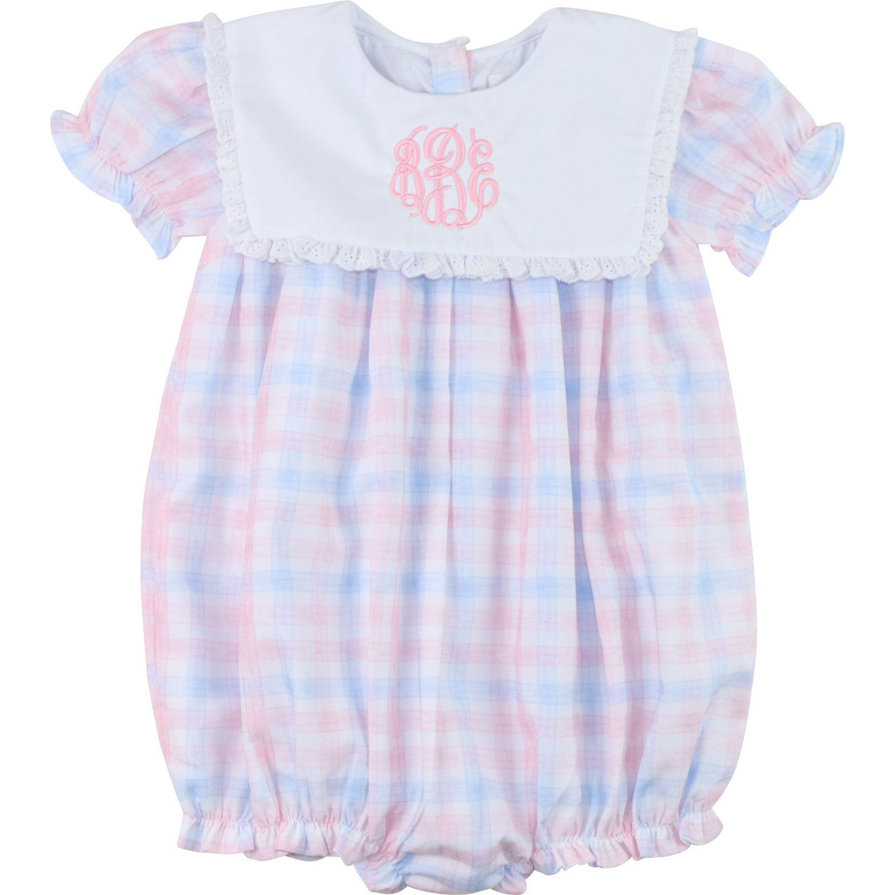 Pink And Blue Plaid Eyelet Bubble