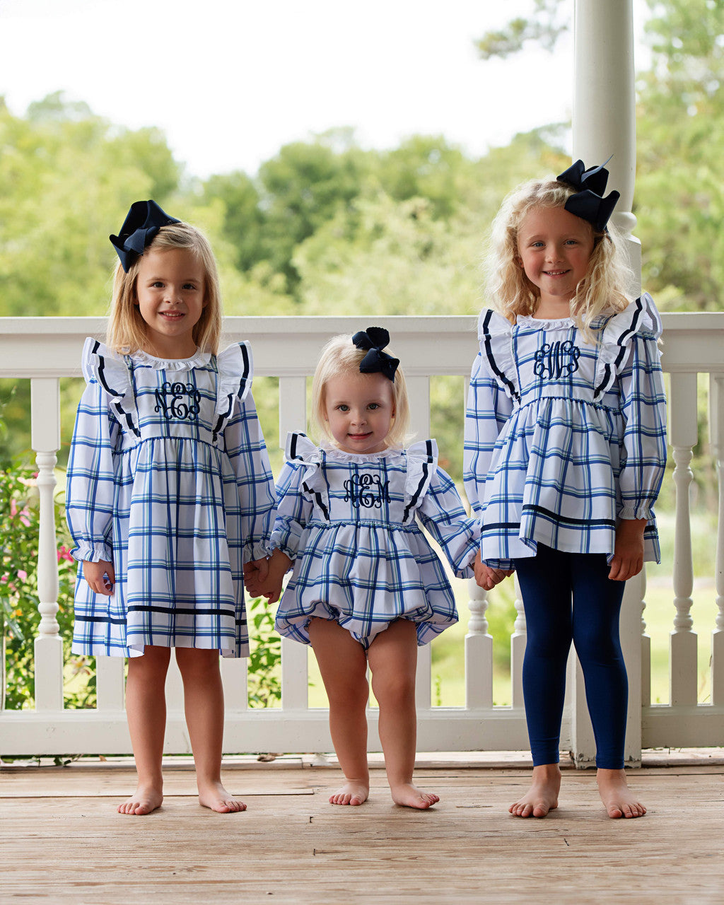 Blue And Navy Plaid Ruffle Dress